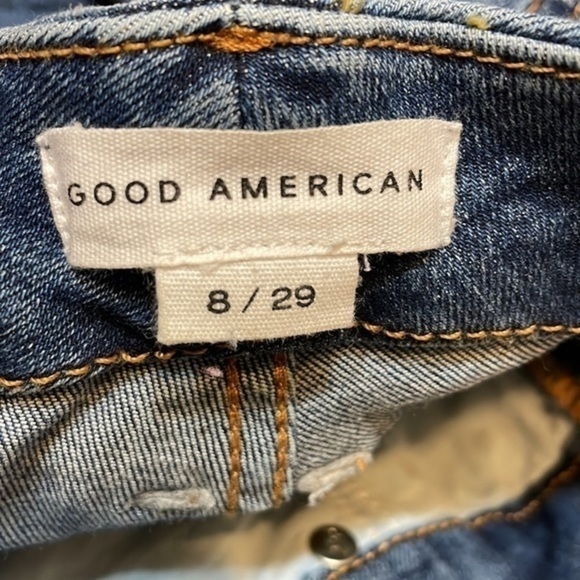 Good American women’s Good Waist Crop Raw Edge blue Jeans NWT Sz 8/29 - Picture 2 of 10